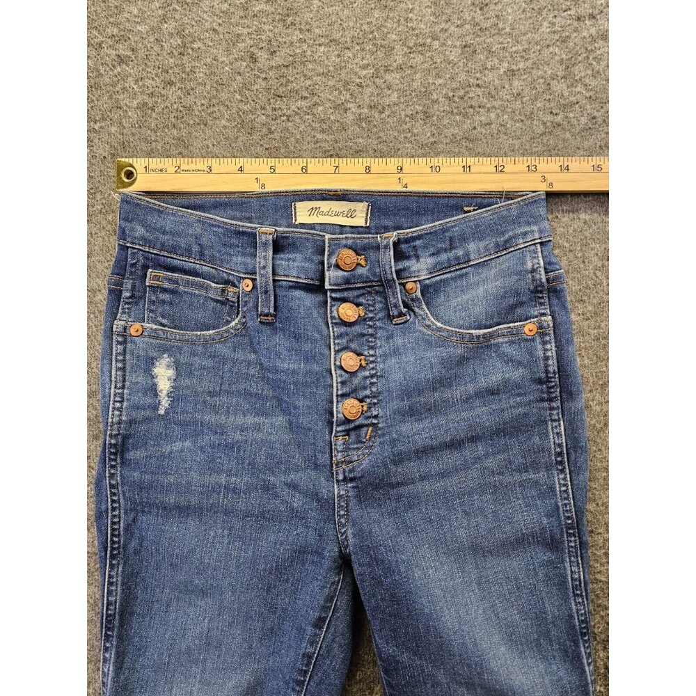 Madewell Jeans Womens Size 25 Blue 10" High Rise Skinny Button Fly Raw Hem - Picture 9 of 13